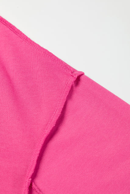 Strawberry Pink Drop Shoulder Henley Buttons Sweatshirt