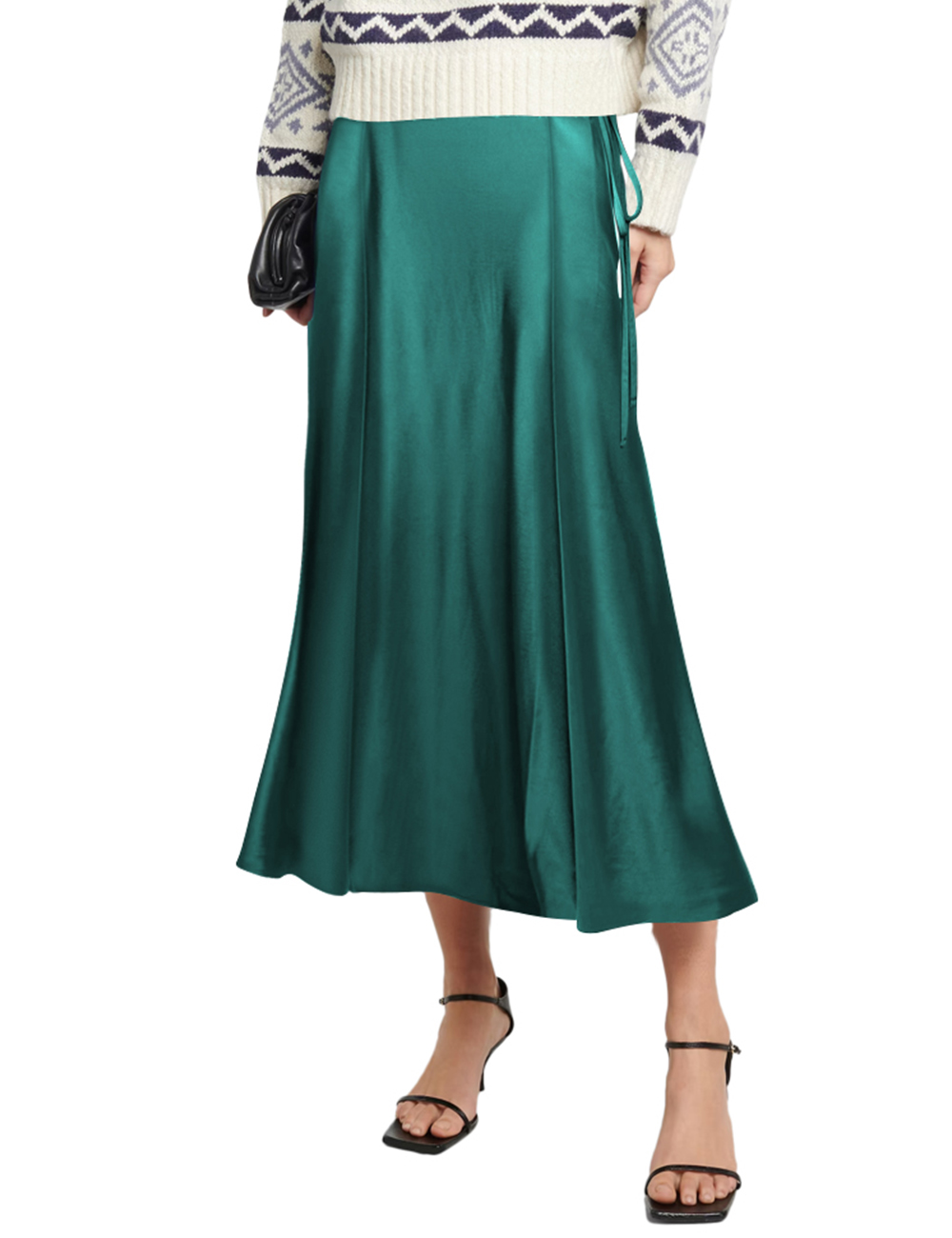 Green Halterneck Drawstring Bralet & Mini Skirt Satin Coord