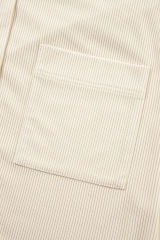 Beige Oversized Corduroy Contrast Hooded Shacket