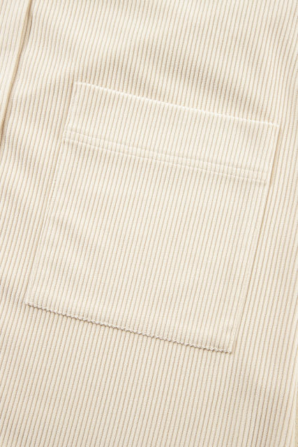 Beige Oversized Corduroy Contrast Hooded Shacket