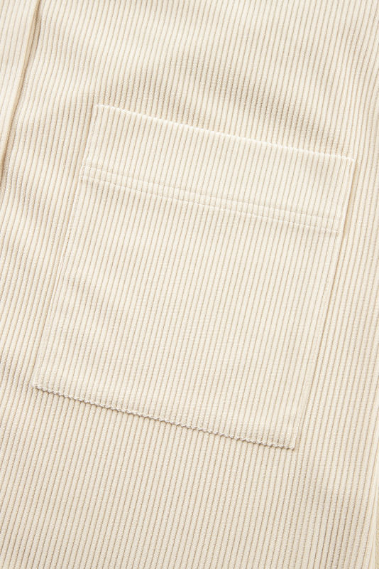 Beige Oversized Corduroy Contrast Hooded Shacket