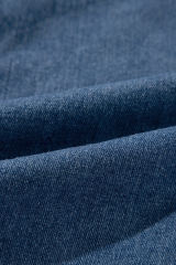 Sail Blue Side Pockets Lapel Collar Denim Jacket