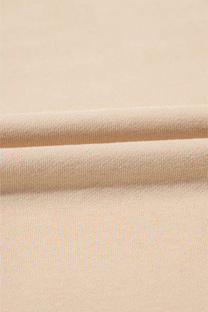 Parchment Solid Kangaroo Pocket Half Zipper Oversized Hoodie