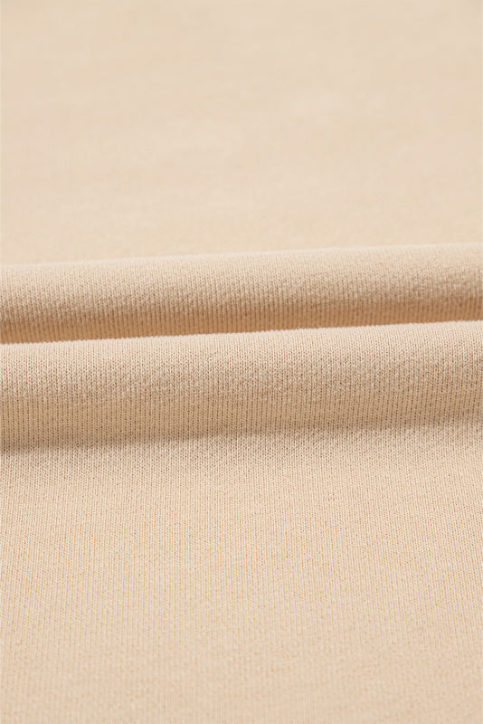 Parchment Solid Kangaroo Pocket Half Zipper Oversized Hoodie