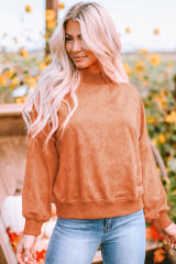 Orange  Drop Shoulder Crew Neck Pullover Sweatshirt