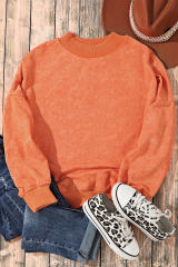 Orange  Drop Shoulder Crew Neck Pullover Sweatshirt
