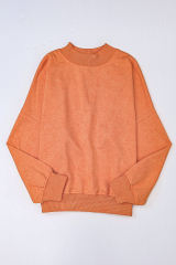 Orange  Drop Shoulder Crew Neck Pullover Sweatshirt
