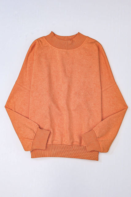 Orange  Drop Shoulder Crew Neck Pullover Sweatshirt