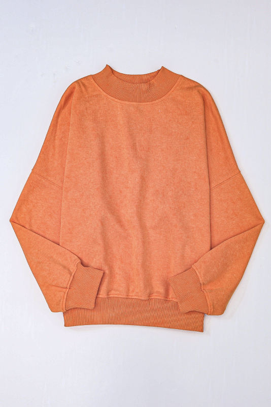 Orange  Drop Shoulder Crew Neck Pullover Sweatshirt