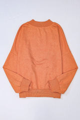 Orange  Drop Shoulder Crew Neck Pullover Sweatshirt