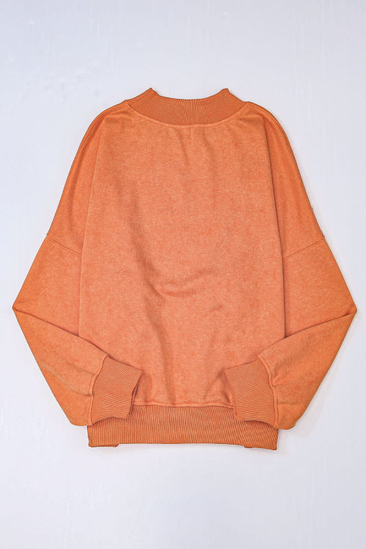 Orange  Drop Shoulder Crew Neck Pullover Sweatshirt