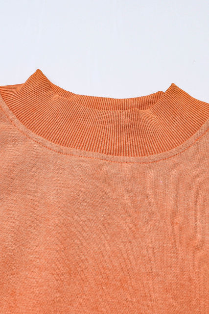 Orange  Drop Shoulder Crew Neck Pullover Sweatshirt