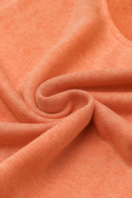 Orange  Drop Shoulder Crew Neck Pullover Sweatshirt
