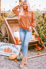 Orange  Drop Shoulder Crew Neck Pullover Sweatshirt