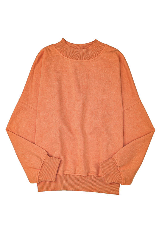 Orange  Drop Shoulder Crew Neck Pullover Sweatshirt