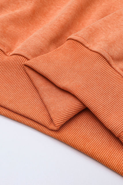 Orange  Drop Shoulder Crew Neck Pullover Sweatshirt