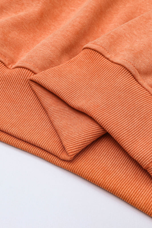 Orange  Drop Shoulder Crew Neck Pullover Sweatshirt
