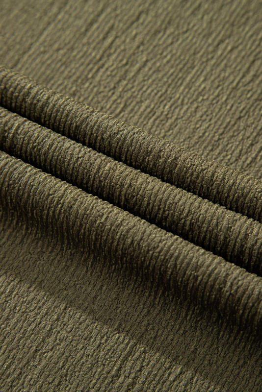 Jungle Green Plus Size Textured Shirred High Waist Casual Pants