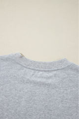 Light Grey Plain Drop Shoulder Crewneck Pullover Sweatshirt