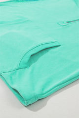 Aruba Blue Solid Kangaroo Pocket Half Zipper Oversized Hoodie