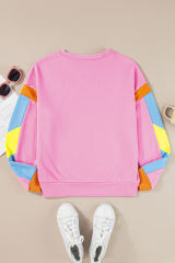 Pink Rugby Football Patchwork Color Block Game Day T Shirt