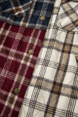 Red Mixed Plaid Patchwork Retro Shacket