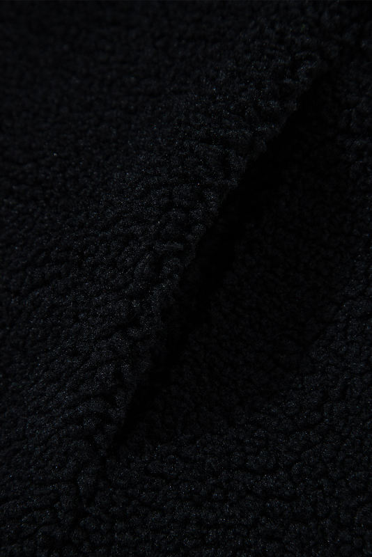 Black Sherpa Stand Collar Jacket Vest