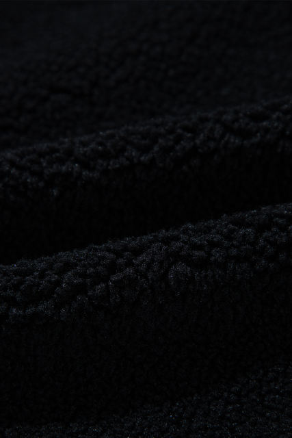 Black Sherpa Stand Collar Jacket Vest