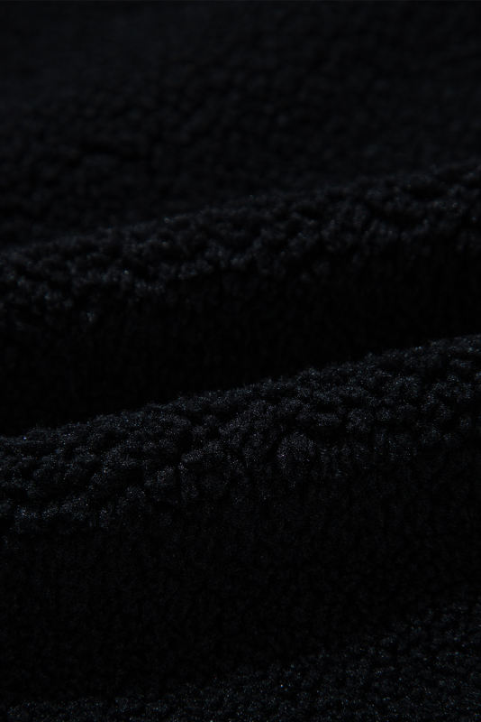 Black Sherpa Stand Collar Jacket Vest