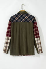 Red Mixed Plaid Patchwork Retro Shacket