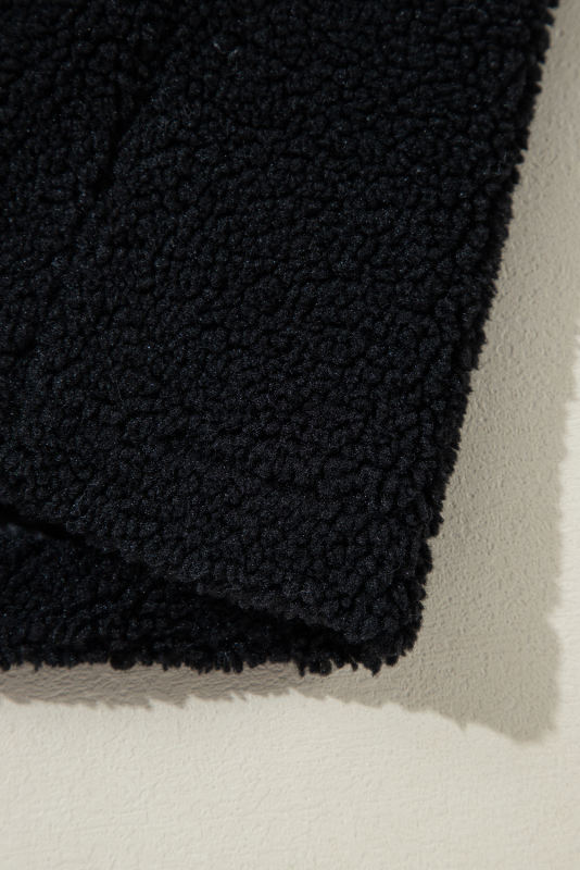 Black Sherpa Stand Collar Jacket Vest