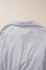 Light Grey Quarter Zip Stand Neck Kangaroo Pocket Sweatshirt