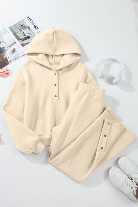 Parchment Solid Color Hoodie and High Waist Pants Two Piece Activewear