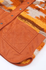 Brown Quilted Patch Pockets Aztec Furry Jacket