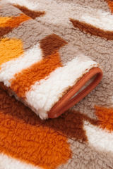Brown Quilted Patch Pockets Aztec Furry Jacket