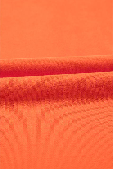 Orange Solid Kangaroo Pocket Half Zipper Oversized Hoodie