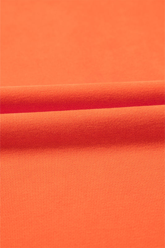 Orange Solid Kangaroo Pocket Half Zipper Oversized Hoodie