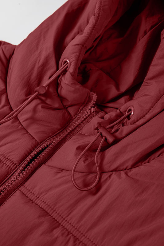 Clay Zip-up Side Pockets Hooded Puffer Vest