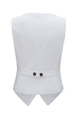White Solid Color Button up V Neck Suit Vest