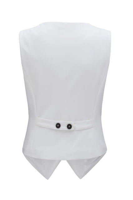 White Solid Color Button up V Neck Suit Vest