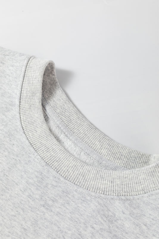 Light Grey Plain Drop Shoulder Crewneck Pullover Sweatshirt
