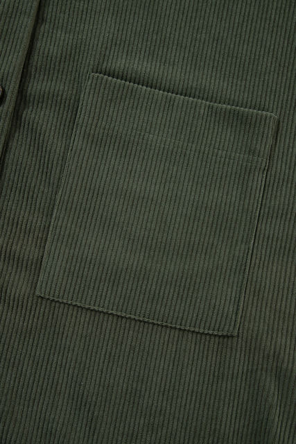 Jungle Green Oversized Corduroy Contrast Hooded Shacket