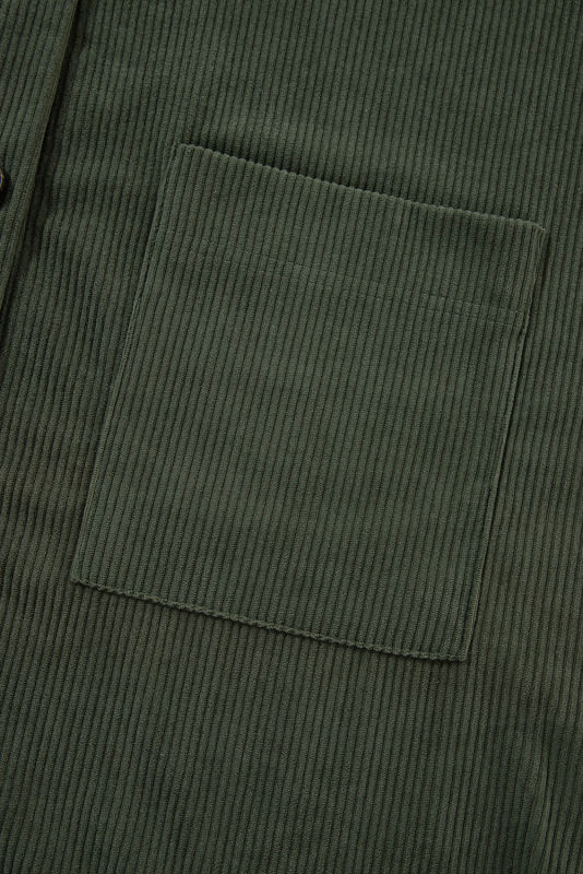 Jungle Green Oversized Corduroy Contrast Hooded Shacket