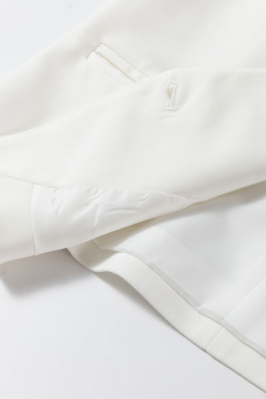 White Solid Color Button up V Neck Suit Vest