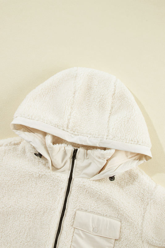 Jet Stream Zip-up Pocketed Hooded Sherpa Jacket