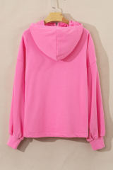 Bonbon Solid Kangaroo Pocket Half Zipper Oversized Hoodie