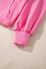 Bonbon Solid Kangaroo Pocket Half Zipper Oversized Hoodie