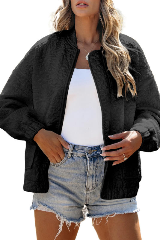 Black Floral Quilted Jacket