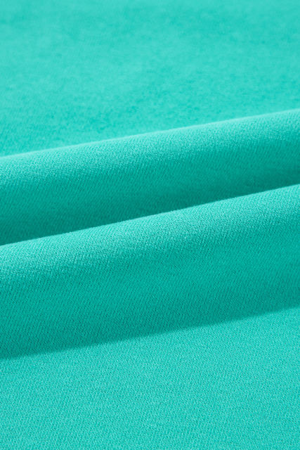 Sea Green Solid Fleece Lined Drop Shoulder High Low Sweatshirt