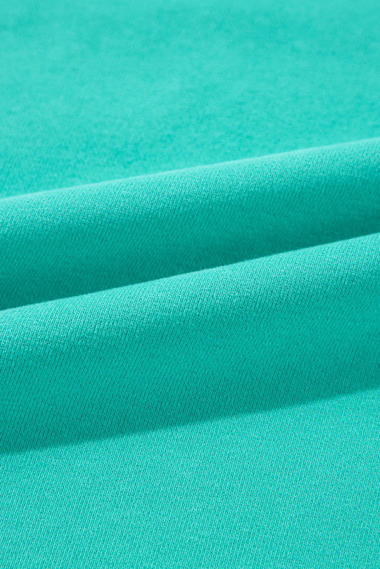 Sea Green Solid Fleece Lined Drop Shoulder High Low Sweatshirt